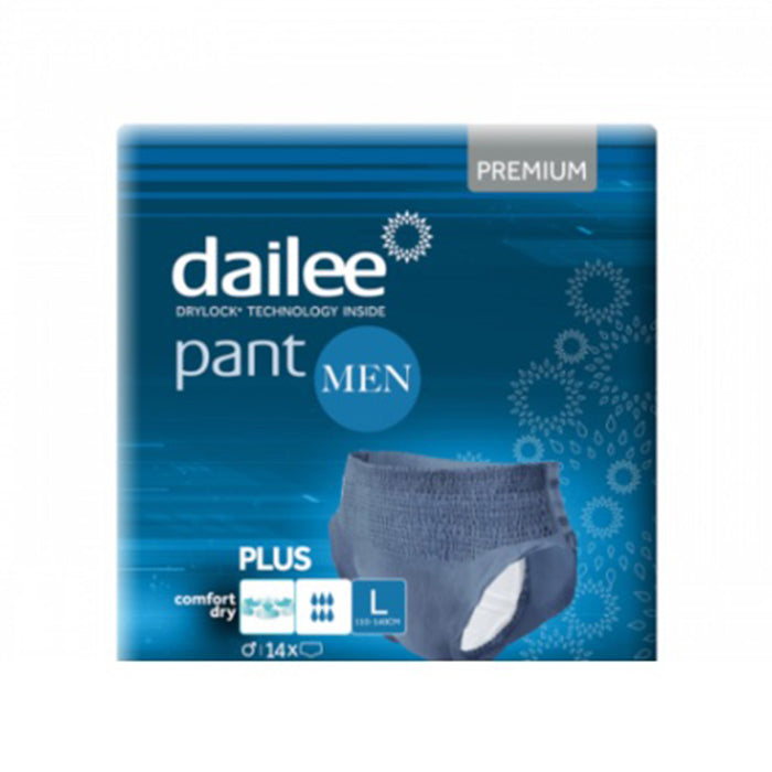 Dailee Plus Men's Blue Diaper Underwear - Size L - Pack of 15 Units