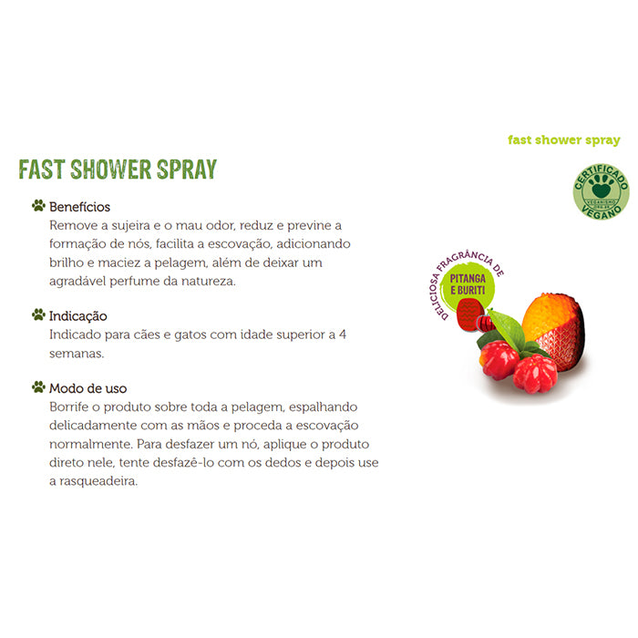 megamazon fast shower spray banho a seco pitanga e buriti