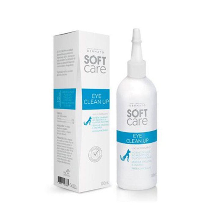 Eye Clean Up é uma solução de limpeza para a região dos olhos e focinho.