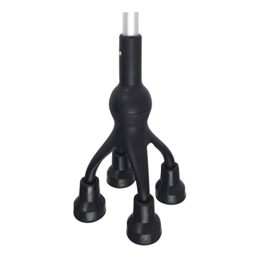 Evoluxion Quadripé Compact Comfort BM100 em alumínio com quatro ponteiras antiderrapantes e punho ergonómico regulável