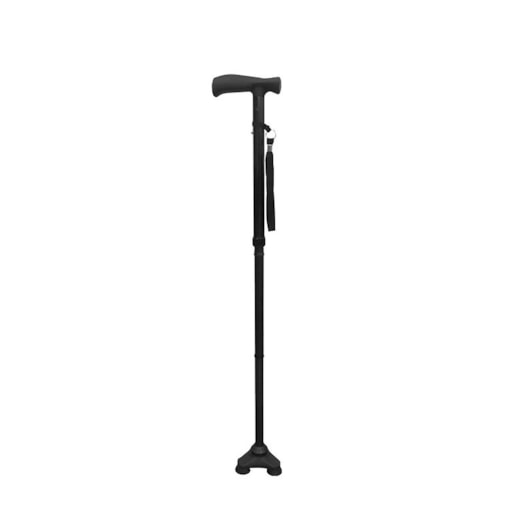 Bengala tripé dobrável em alumínio Evoluxion BM120 preta com altura regulável e punho ergonómico para pessoas com mobilidade reduzida