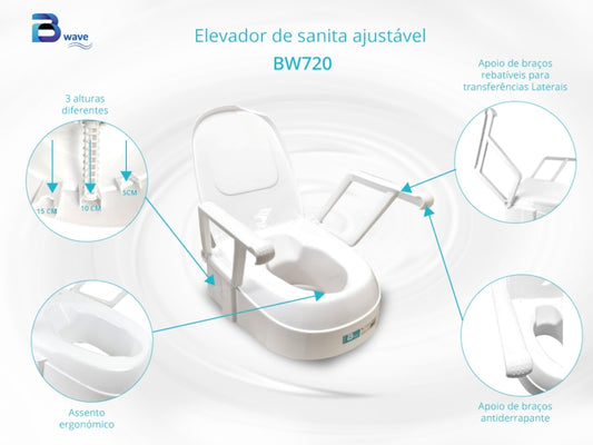 Elevador de sanita com braços Evoluxion BW720 branco