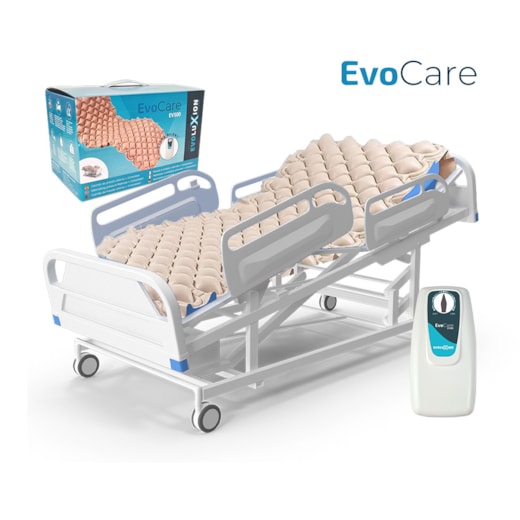 Evoluxion EV500 EvoCare sobre colchão de pressão alterna anti-escaras com compressor para prevenção de úlceras por pressão em pessoas acamadas