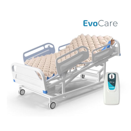 Evoluxion EV500 EvoCare sobre colchão de pressão alterna anti-escaras com compressor para prevenção de úlceras por pressão em pessoas acamadas