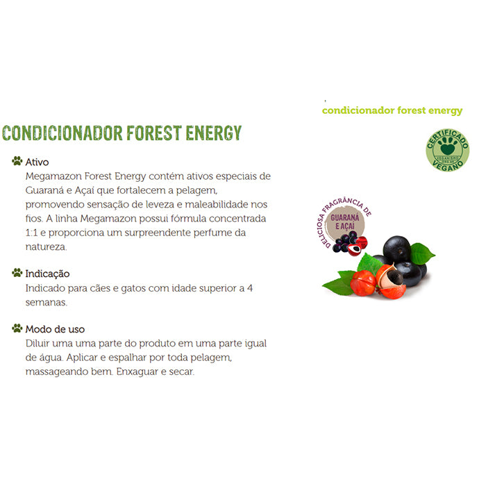 Megamazon condicionador forest energy guaraná e açai