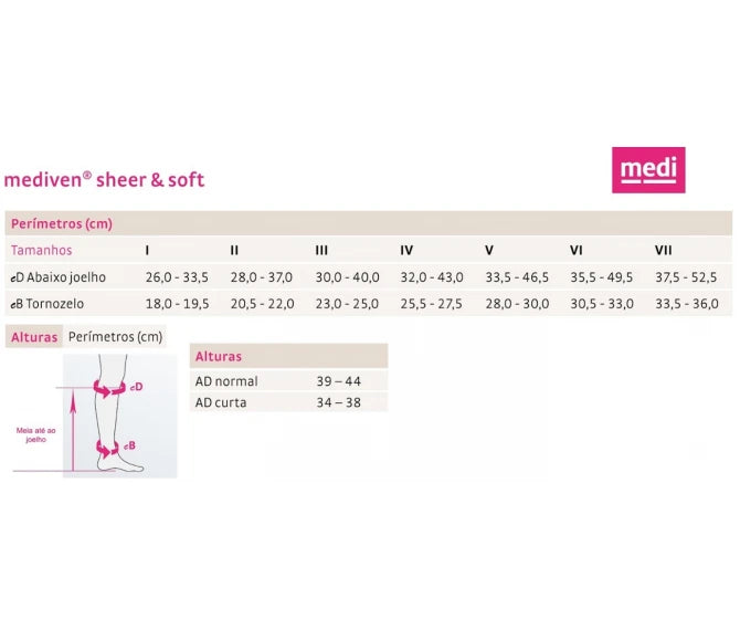 MEDI Sheer & Soft AD meia de compressão médica para pernas